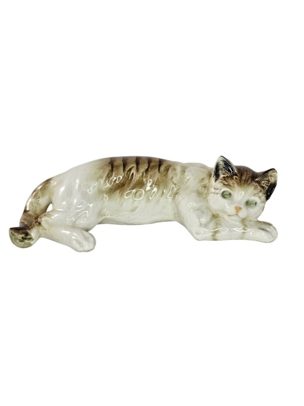 Vintage Ceramic Wall Climbing Cat Figurine Japan Yoko Boeki Brow White Tabby